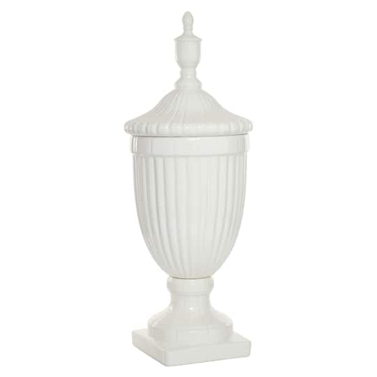 26" White Dolomite Country Decorative Urn